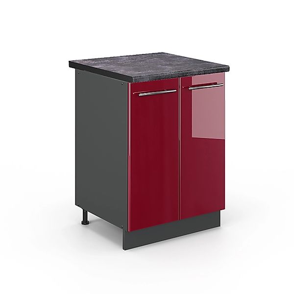 Vicco Unterschrank Fame-Line, Bordeaux Hochglanz/Anthrazit, 60 cm ohne Arbe günstig online kaufen