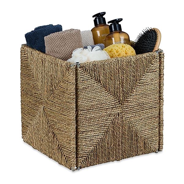 relaxdays Regalkorb Quadratischer Aufbewahrungskorb Seegras günstig online kaufen