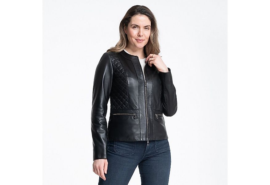 Mouflon Lederjacke Mila Aus feinem Echtleder 2-Wege-Zipper Rautenmuster run günstig online kaufen