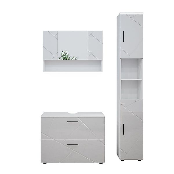 Vicco Badmöbel-Set Irma, Weiß Hochglanz, 3 günstig online kaufen