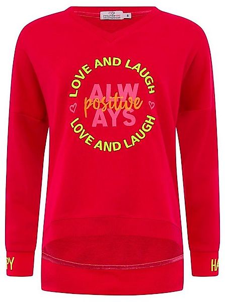 Zwillingsherz Sweatshirt mit neonfarbener "Always Positive"-Stickerei im Vo günstig online kaufen