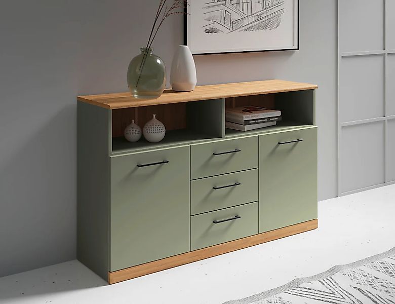Home affaire Sideboard "Ribe,130cm breit,80cm hoch,Türen und Schubladen,6 F günstig online kaufen