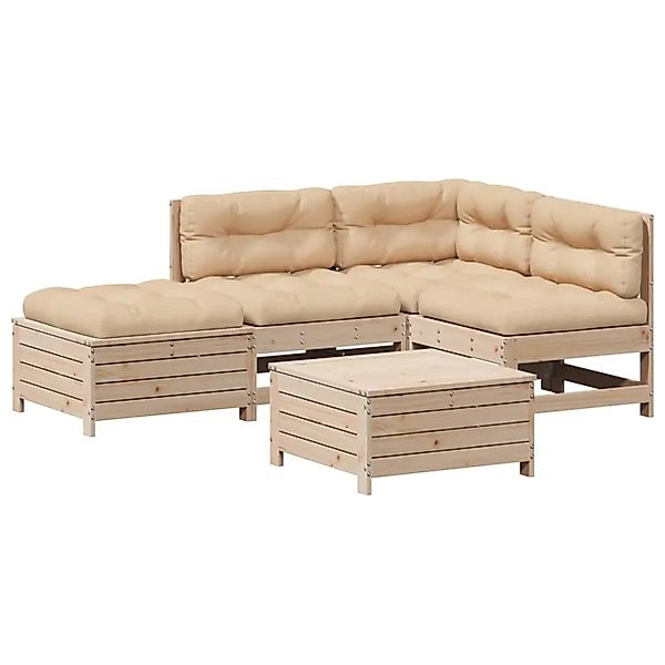 vidaXL 5-Tlg Garten-Lounge-Set mit Kissen Massivholz Kiefer 3250708 günstig online kaufen