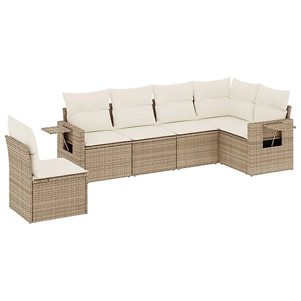vidaXL 6-Tlg Garten-Sofagarnitur mit Kissen Beige Poly Rattan 3252565 günstig online kaufen