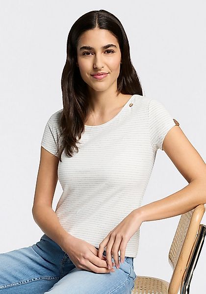 Ragwear Kurzarmshirt MINT STRIPES O mit Logoschriftzug und Zierknopf in Hol günstig online kaufen