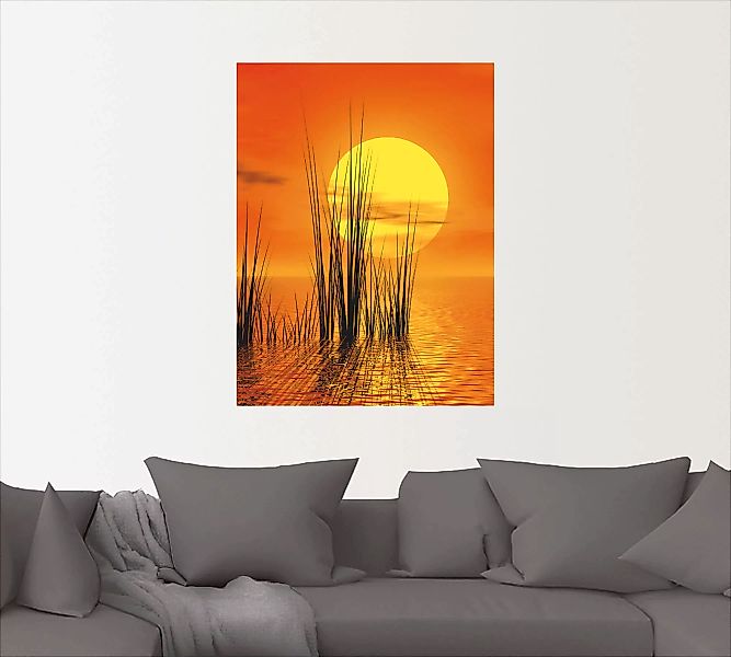 Artland Wandbild "Sonnenuntergang mit Schilf", Sonnenaufgang & -untergang, günstig online kaufen