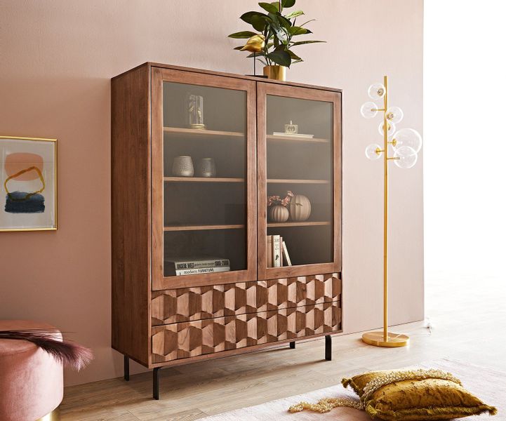 DELIFE Vitrine Fevo Akazie Braun 115x150 günstig online kaufen