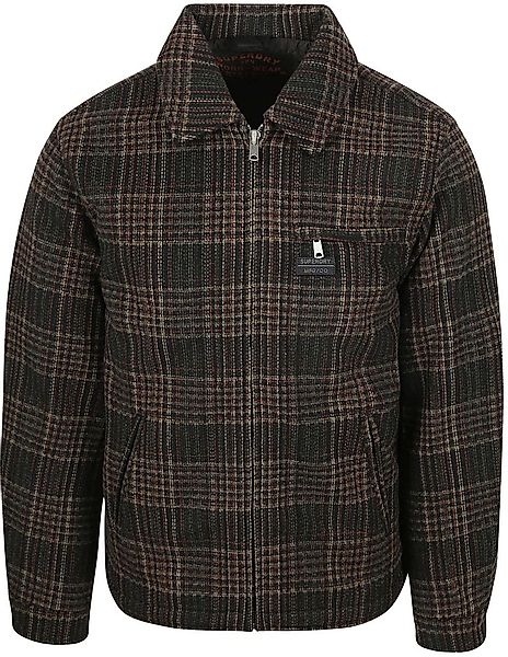 Superdry Hemdjacke Wool Blend Karos Braun - Größe M günstig online kaufen