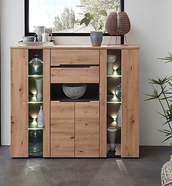 Innostyle Stauraumschrank, Bicolour Eiche Artisan Absetzung graphit günstig online kaufen