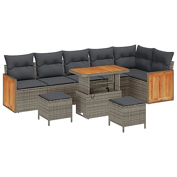 vidaXL Gartensofa-Set mit Kissen 11 Stk Grau Poly-Rattan 3365278 günstig online kaufen