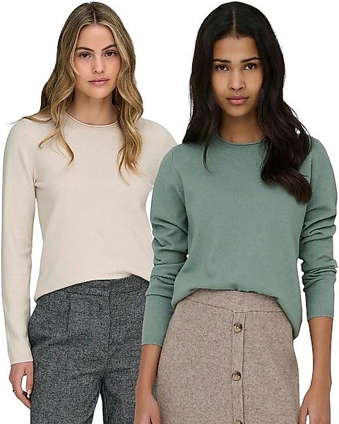 ONLY Rundhalspullover (2er-Pack) Zeitloses Design in weicher Flat-Knit-Qual günstig online kaufen