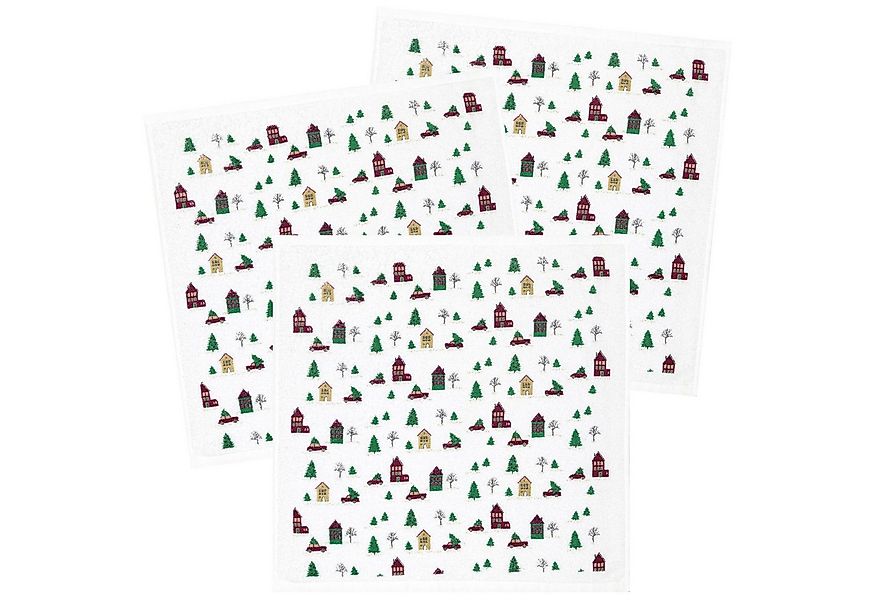 Kracht Geschirrtuch Christmas Town, (Set, 3-tlg., Set), 3er Pack Frottee Kü günstig online kaufen