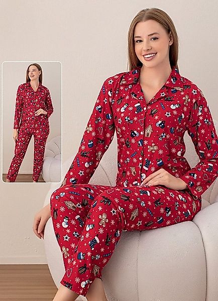 fashionshowcase Pyjama Hausanzug Damen Schlafanzug mit Weihnachtsmotiven, w günstig online kaufen