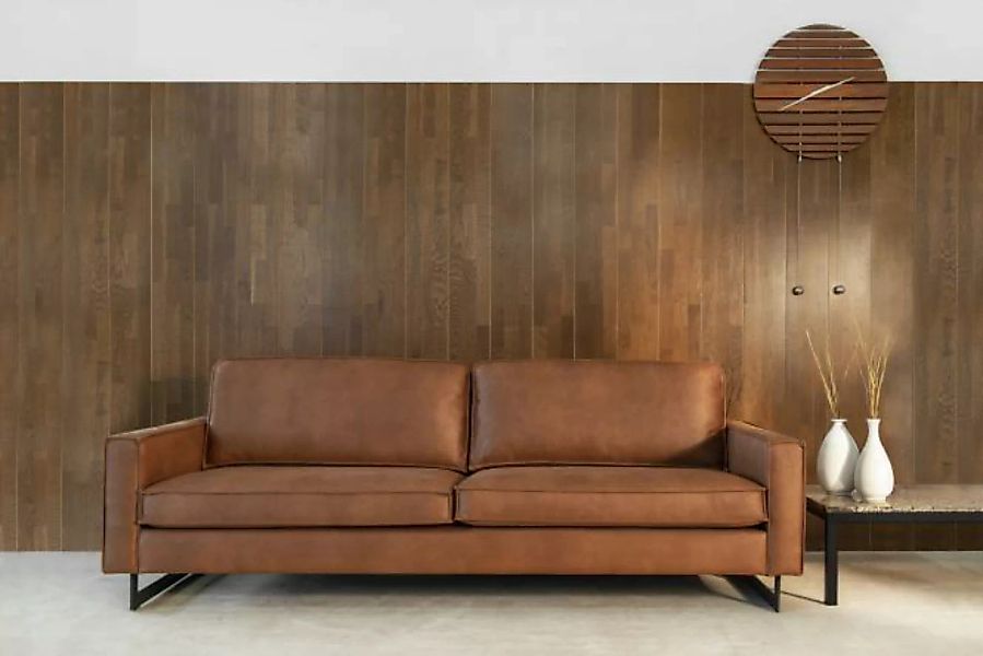 3-Sitzer Sofa Leder-Mix Kentucky Braun 236 cm breit Ponto günstig online kaufen