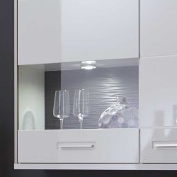 Wandvitrine in Weiß Hochglanz LED Beleuchtung günstig online kaufen