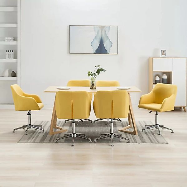 Esszimmerstühle Drehbar 6 Stk. Gelb Stoff günstig online kaufen