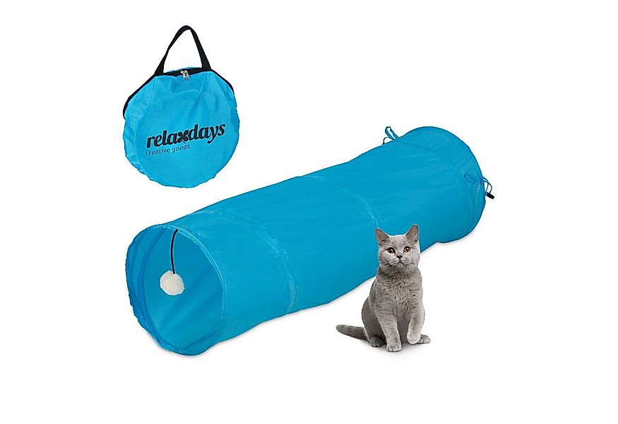 relaxdays Kleintiertunnel Faltbarer Katzentunnel mit Spielzeug, Polyester, günstig online kaufen