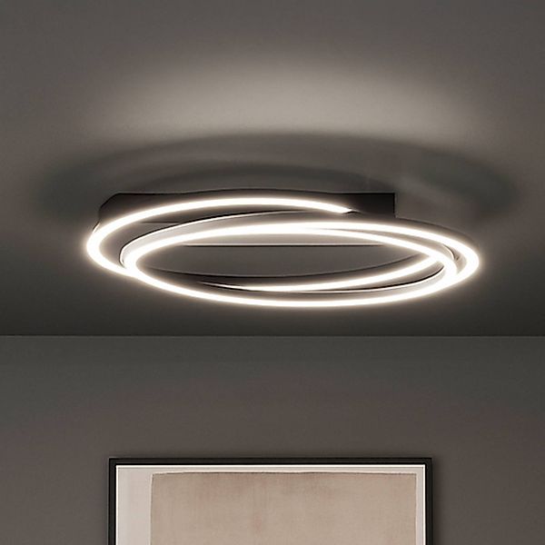 LED-Deckenlampe Kiku, Ø 56 cm, sandschwarz, Metall, CCT günstig online kaufen