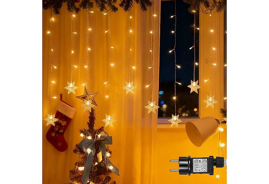 MUPOO LED-Lichtervorhang LED Lichterkette lichtervorhang Innen, Weihnachtsb günstig online kaufen