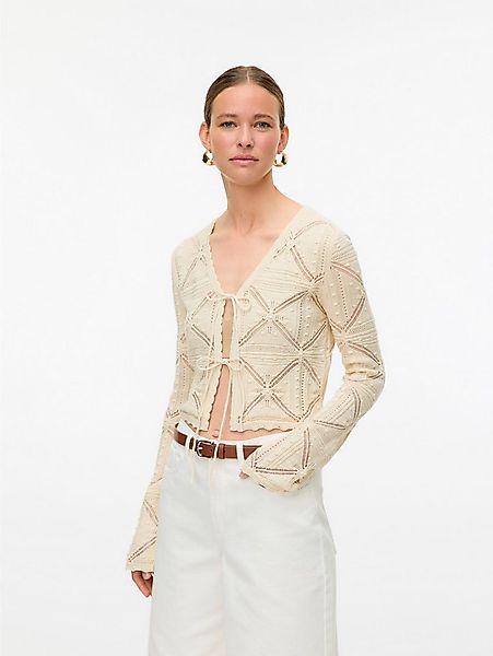 Vero Moda Strickjacke VMLOLA LS V-NECK BOW CARDIGAN NOOS Baumwolle, regular günstig online kaufen