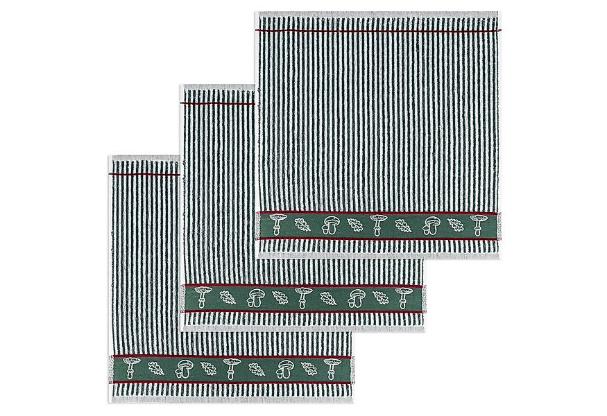 Kracht Geschirrtuch Waldpilze, (Set, 3-tlg., Set), 3er Pack Frottee Küchenh günstig online kaufen