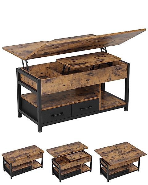 MSMASK Couchtisch 3-in-1-Multifunktions-Wohnzimmertisch mit 2 Schubladen, günstig online kaufen