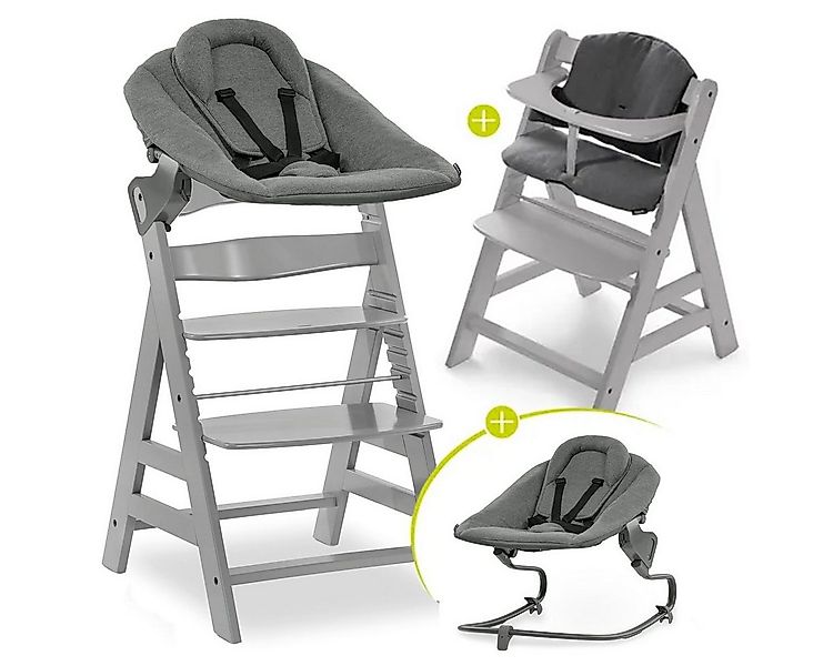 Hauck Hochstuhl Alpha Plus Grey Newborn Set, Holz Babystuhl ab Geburt inkl. günstig online kaufen