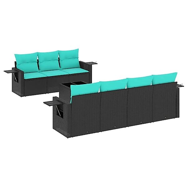vidaXL 8-Tlg Gartensofa-Set mit Kissen Schwarz Polyrattan 3219926 günstig online kaufen