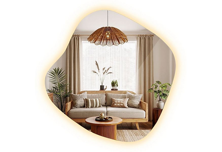 Tulup LED-Lichtspiegel Unförmiger Spiegel Klecks Beleuchtet Bad Wandspiegel günstig online kaufen