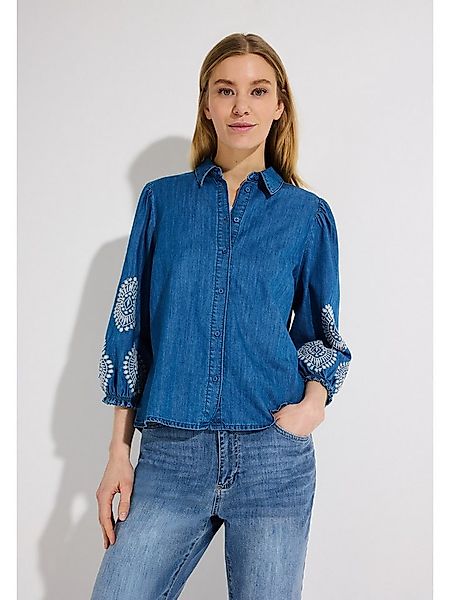 MORE&MORE Klassische Bluse leichte, lässige 3/4 Arm Jeansbluse, bestickt günstig online kaufen
