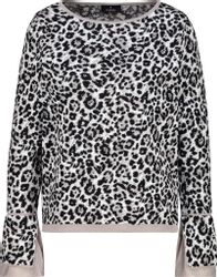 Monari Rundhalspullover Mit modernem Leo-Print und günstig online kaufen