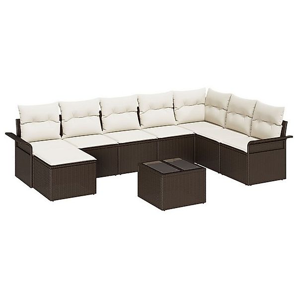 vidaXL Loungesofa 8-teiliges Garten-Sofa-Set mit Kissen Graues Poly-Rattan, günstig online kaufen