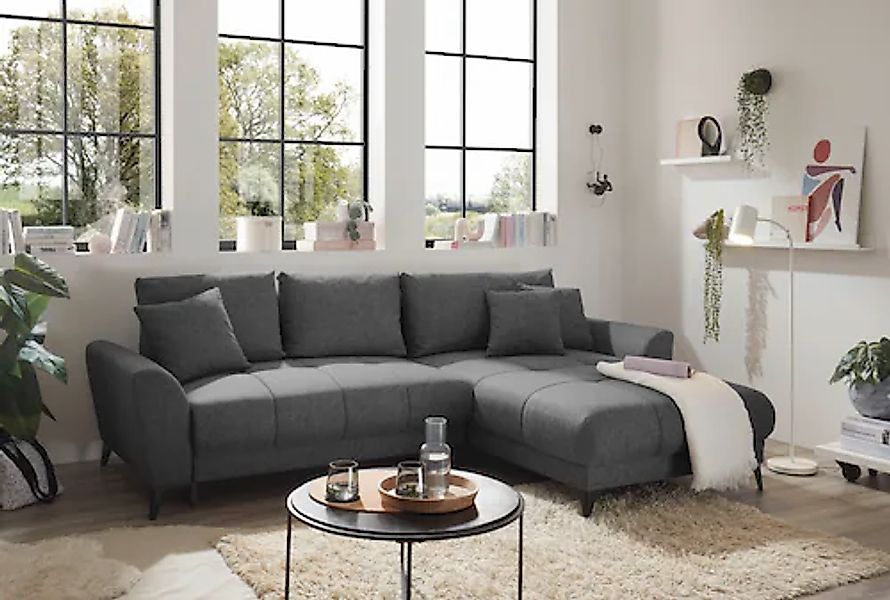 ED EXCITING DESIGN Ecksofa »Bern L-Form«, mit Bettfunktion, Bettkasten & 3 günstig online kaufen