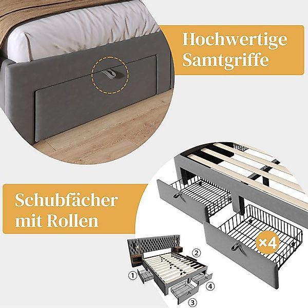 OKWISH Polsterbett Bettanlage Schlafzimmer Komplett Set (Doppelbett, 1-tlg. günstig online kaufen