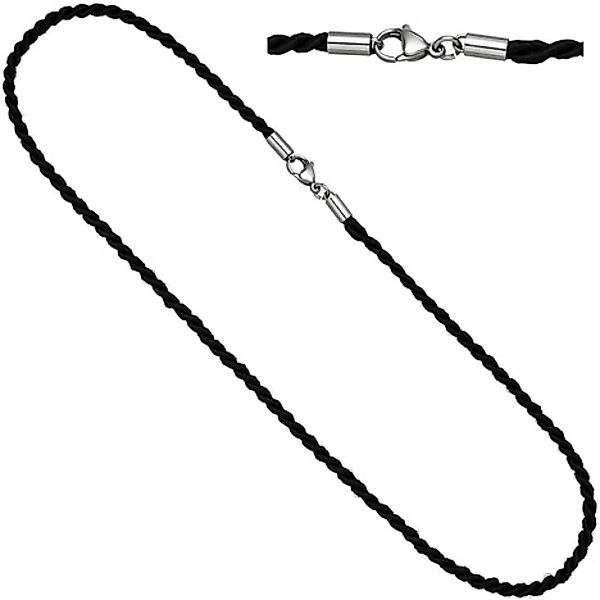 SIGO Halskette Kette Nylonkordel schwarz 45 cm Karabiner aus Edelstahl günstig online kaufen