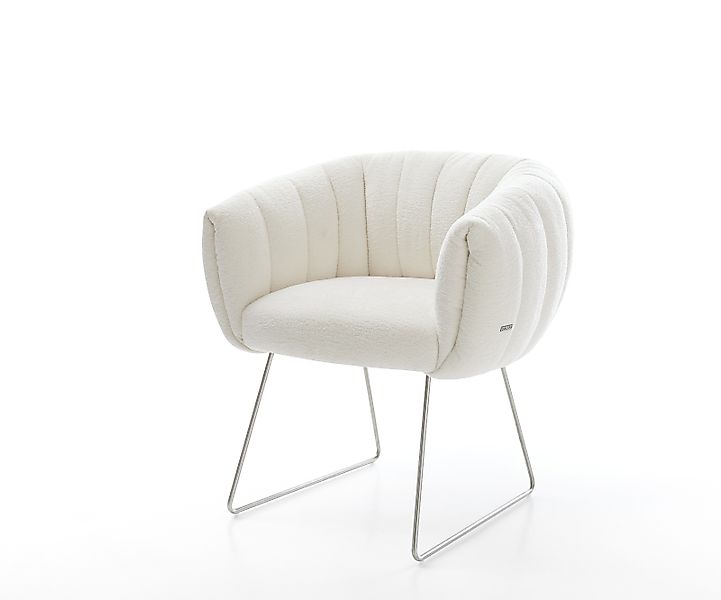 Esszimmerstuhl Jada-Flex Bouclé Soft Beige Kufengestell Edelstahl Taschenfe günstig online kaufen