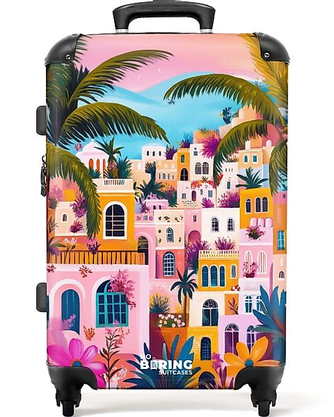 NoBoringSuitcases.com© Hartschalen-Trolley Bunte Stadt mit Palmen günstig online kaufen
