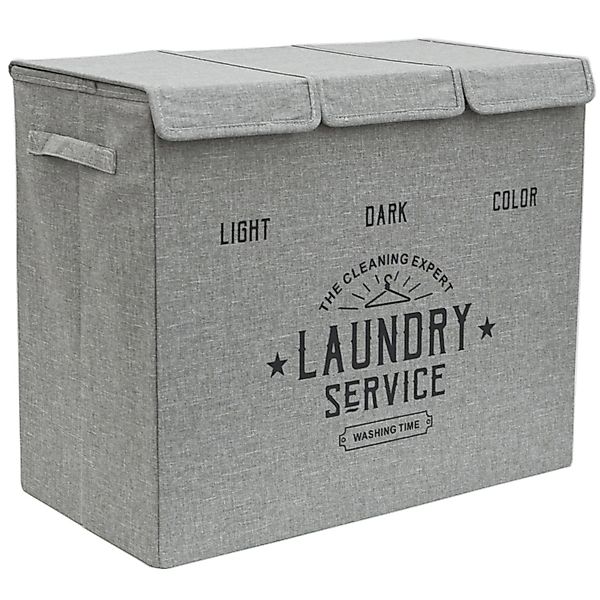 DuneDesign Wäschekorb 3 Fächer mit Deckel - 84L Wäschesortierer - 60x30x50 günstig online kaufen
