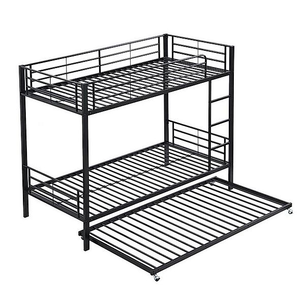 Fanttik Etagenbett Eisen-Etagenbett mit Ausziehbett, Schwarz, 90x200cm & 90 günstig online kaufen