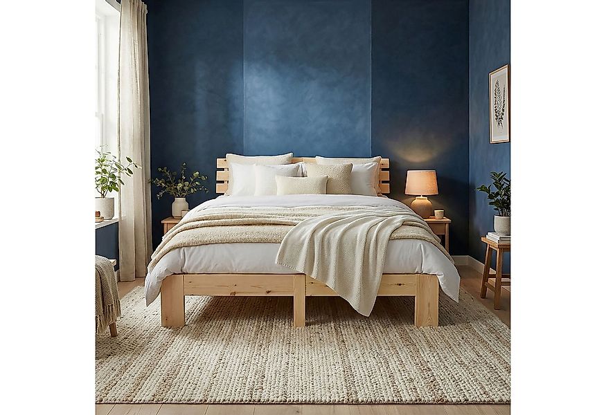 Homestyle4u Holzbett 140x200 Massivholzbett Doppelbett Bett Braun stabil mi günstig online kaufen