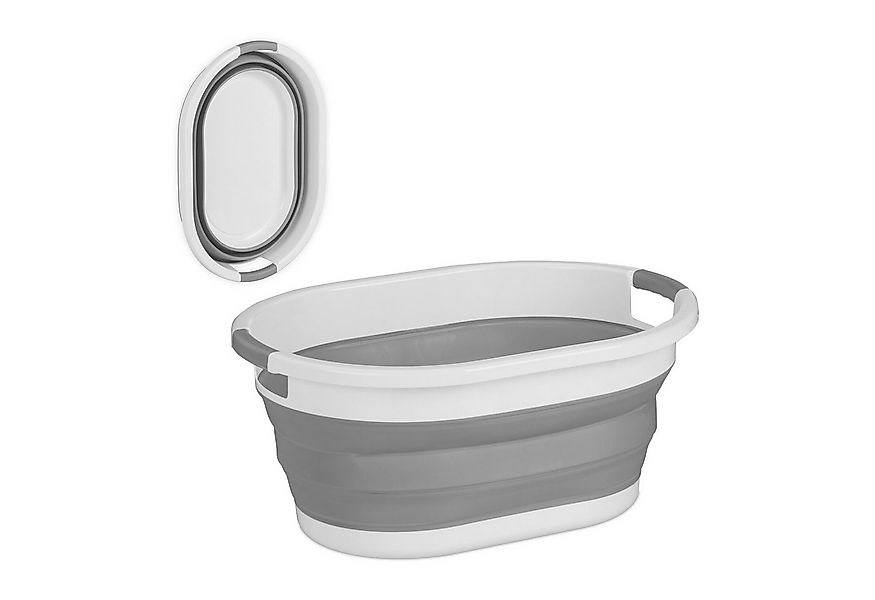 relaxdays Wäschekorb Faltbarer Wäschekorb 36 Liter (1 St), grau günstig online kaufen
