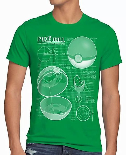 style3 T-Shirt Herren T-Shirt Pokéball Blaupause monster spiel online günstig online kaufen