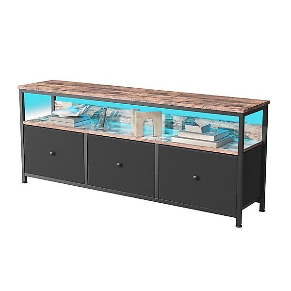 PXloue TV-Schrank mit  3 Schubladen aus Stoff und Verstellbaren LED-Lichter günstig online kaufen