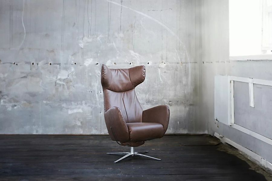 KAWOLA Sessel RANDY Drehsessel mit Wippfunktion Ledersessel Leder braun günstig online kaufen