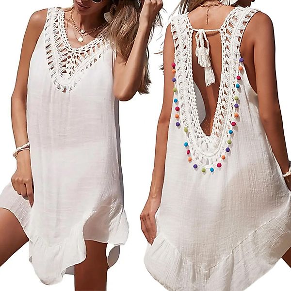 RWEUOQ Blusenkleid Strand-Tunika für Damen, Bikini-Überwurf günstig online kaufen
