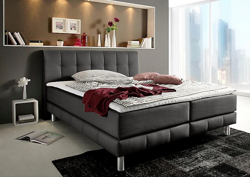 Home affaire Boxspringbett "Cafone" inkl. Topper, 5 Breiten, 3 Matratzenart günstig online kaufen