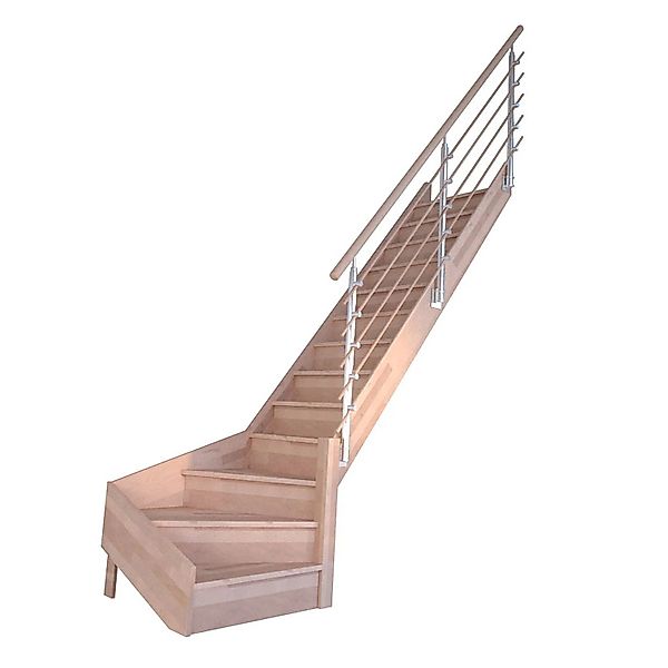 StarWood Treppe Rhodos Buche Gew. R Setzstufen Design-Geländer-Holzstäbe FS günstig online kaufen