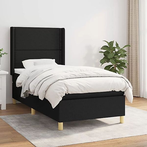 Vidaxl Boxspringbett Mit Matratze Schwarz 90x200 Cm Stoff günstig online kaufen