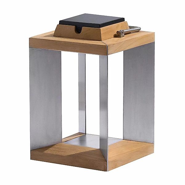 LED-Solarlaterne Teckinox, Teak/Stahl, 36,5cm günstig online kaufen