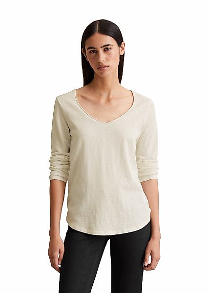 Marc OPolo DENIM Langarmshirt mit Rollkante am V-Ausschnitt günstig online kaufen